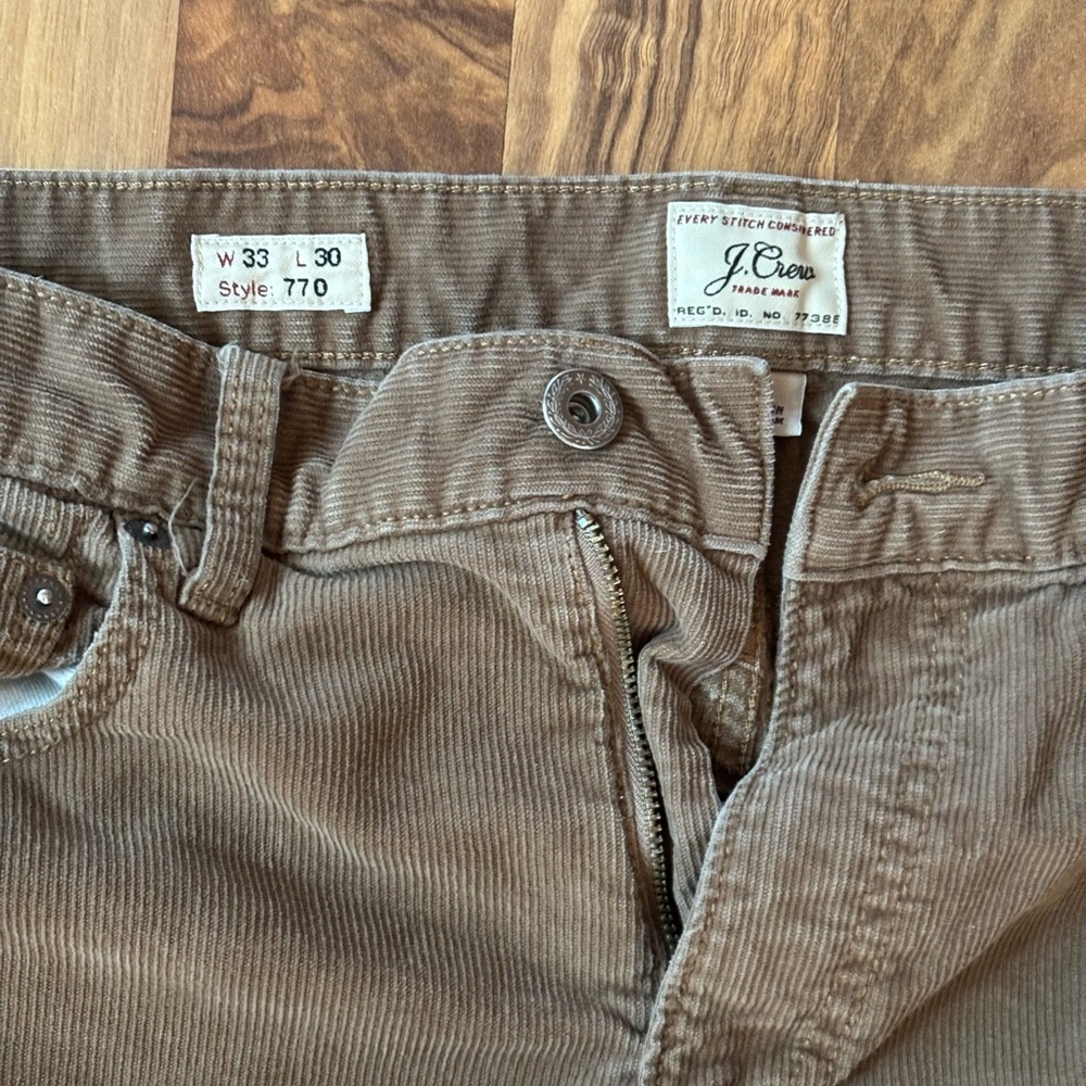 Brown corduroy pants, J. Crew 770, Straight fit